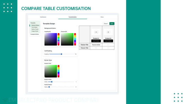 EM SelectPro ‑ Product Compare Screenshot