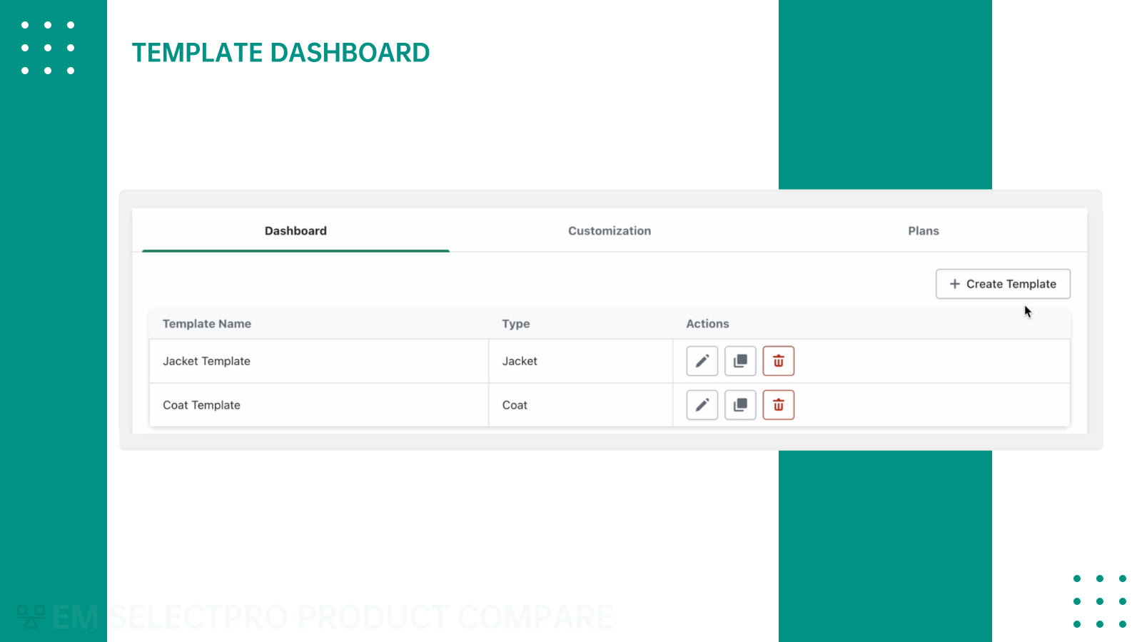 EM SelectPro ‑ Product Compare Screenshot