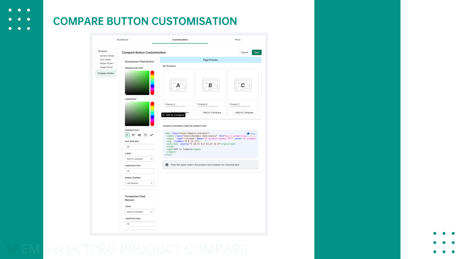 Conception du bouton de comparaison