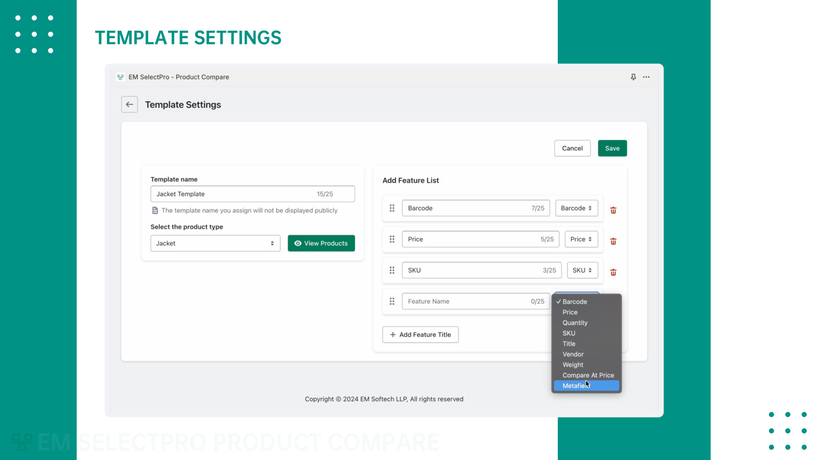 Configuraciones de plantilla