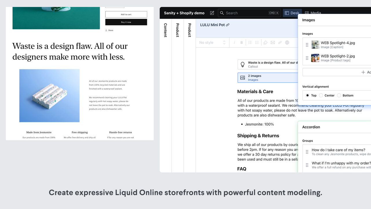 Creëer expressieve Liquid Online winkelvoorstellingen