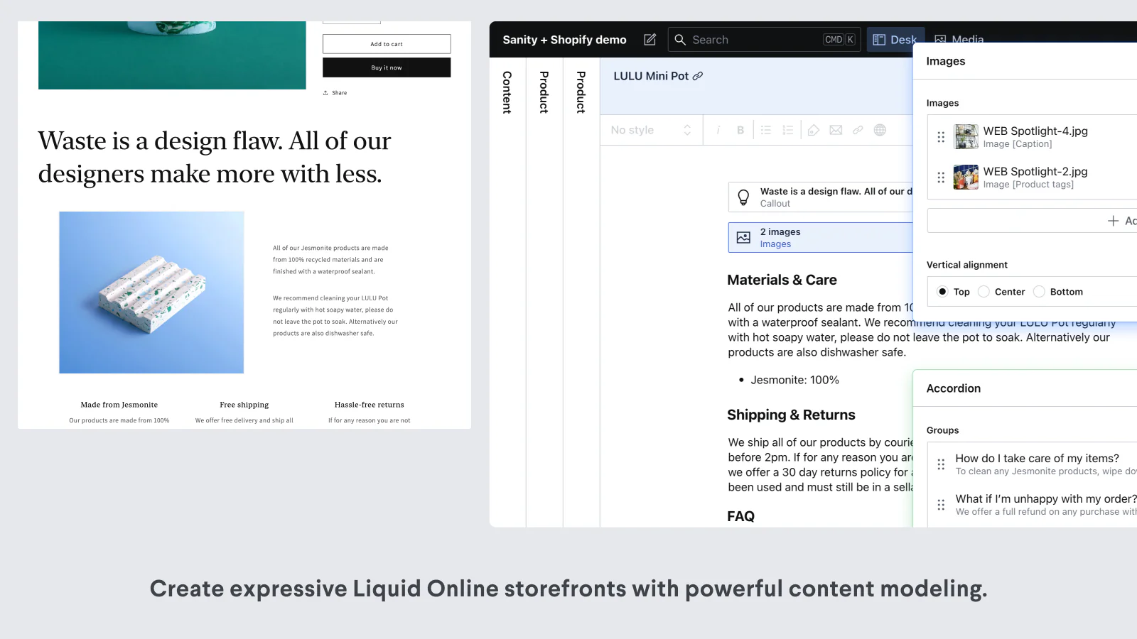 Crie vitrines online Liquid expressivas