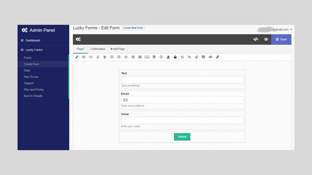 Create form in admin