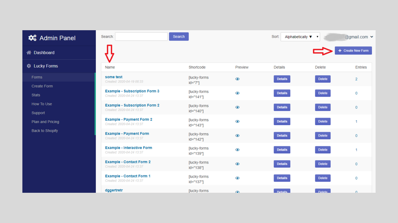 Form manage in admin