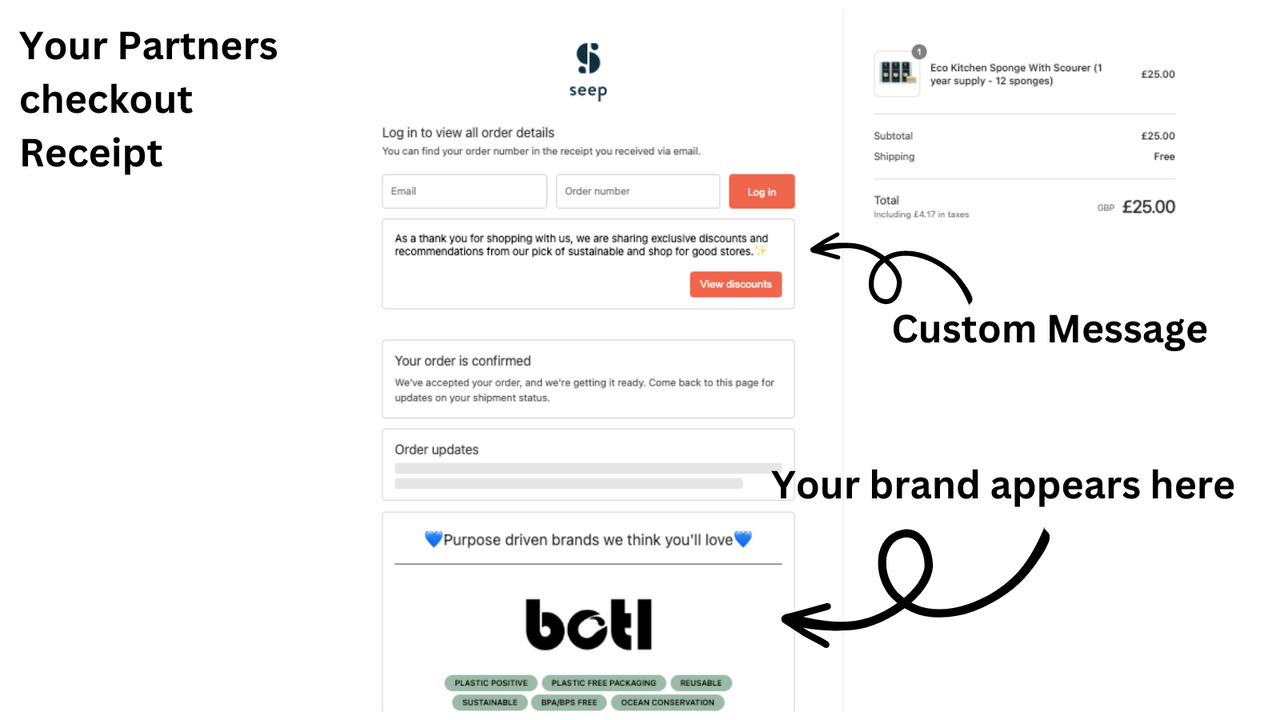 Give & get recommendation for your brand on checkout receipt