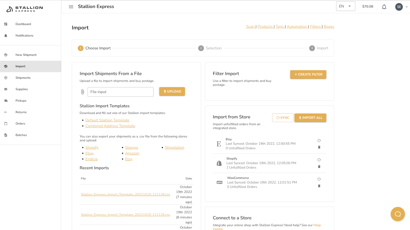 Import orders from your stores