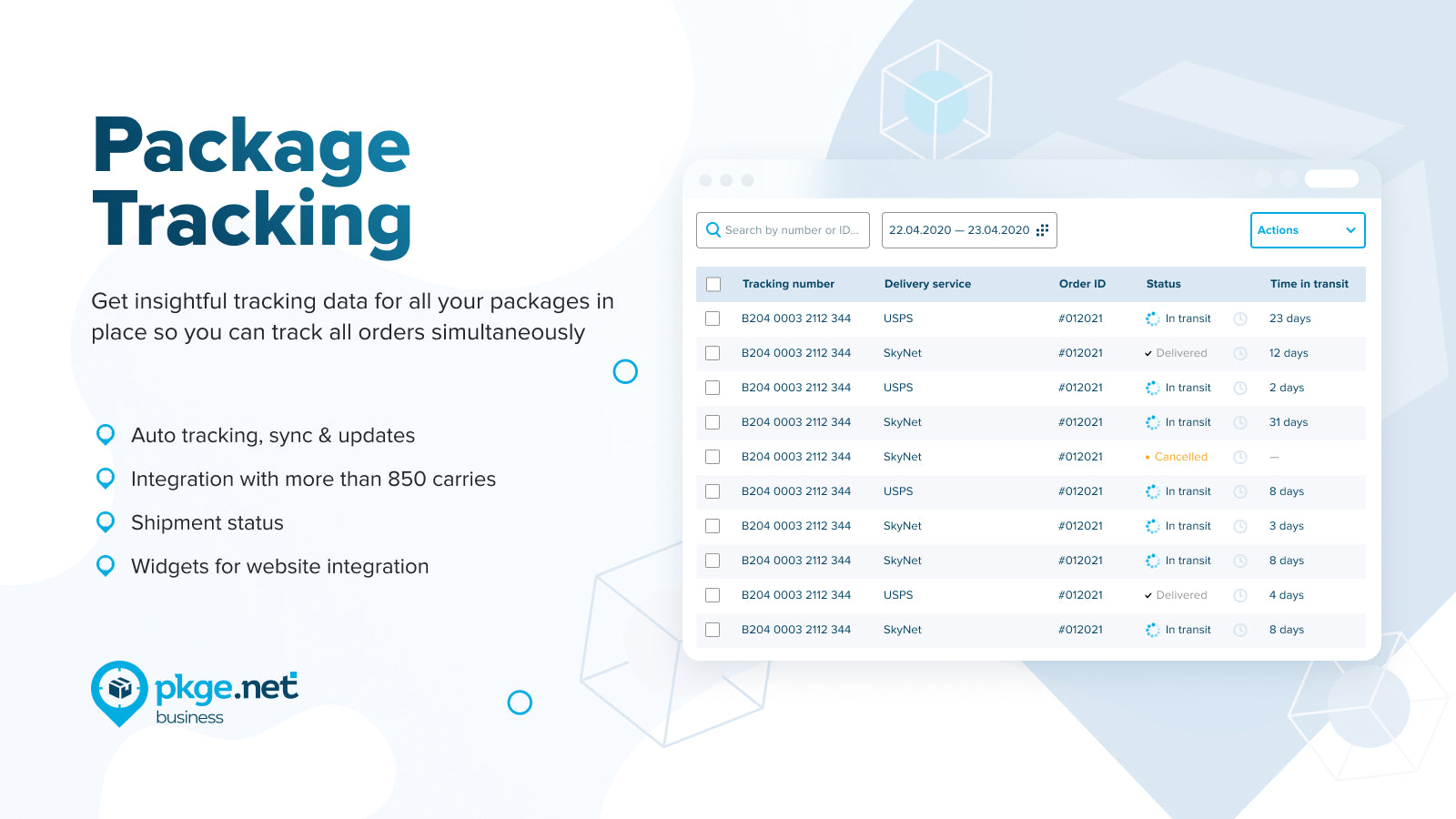 Order Tracking ‑ pkge