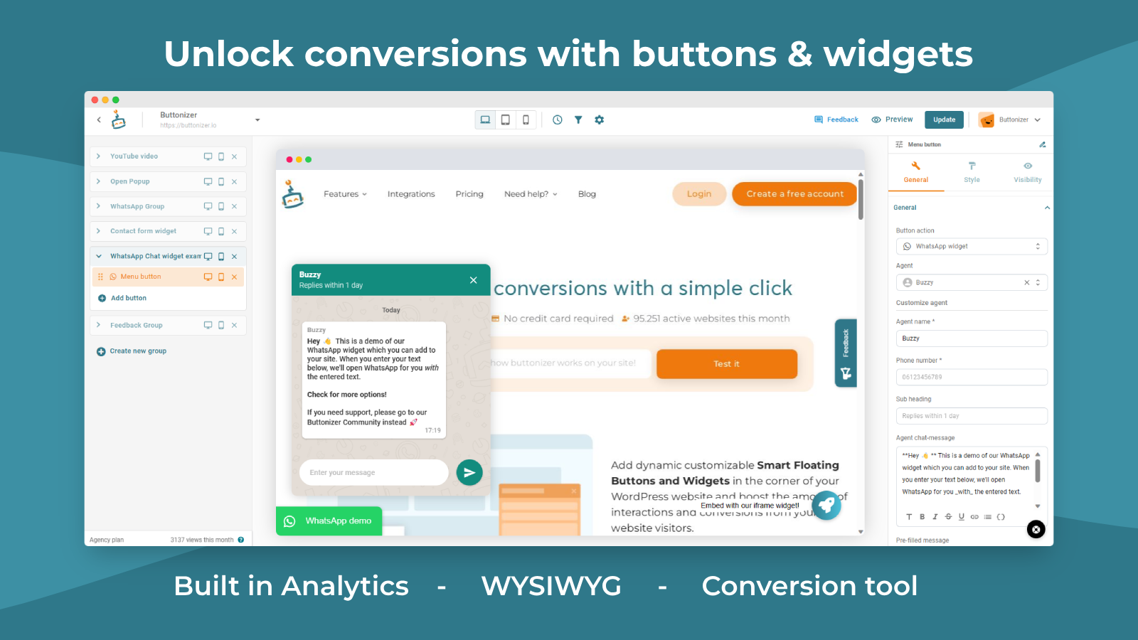 Unlock conversions with buttons & widgets