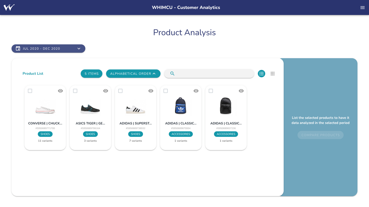 Page de liste de produits Whimcu