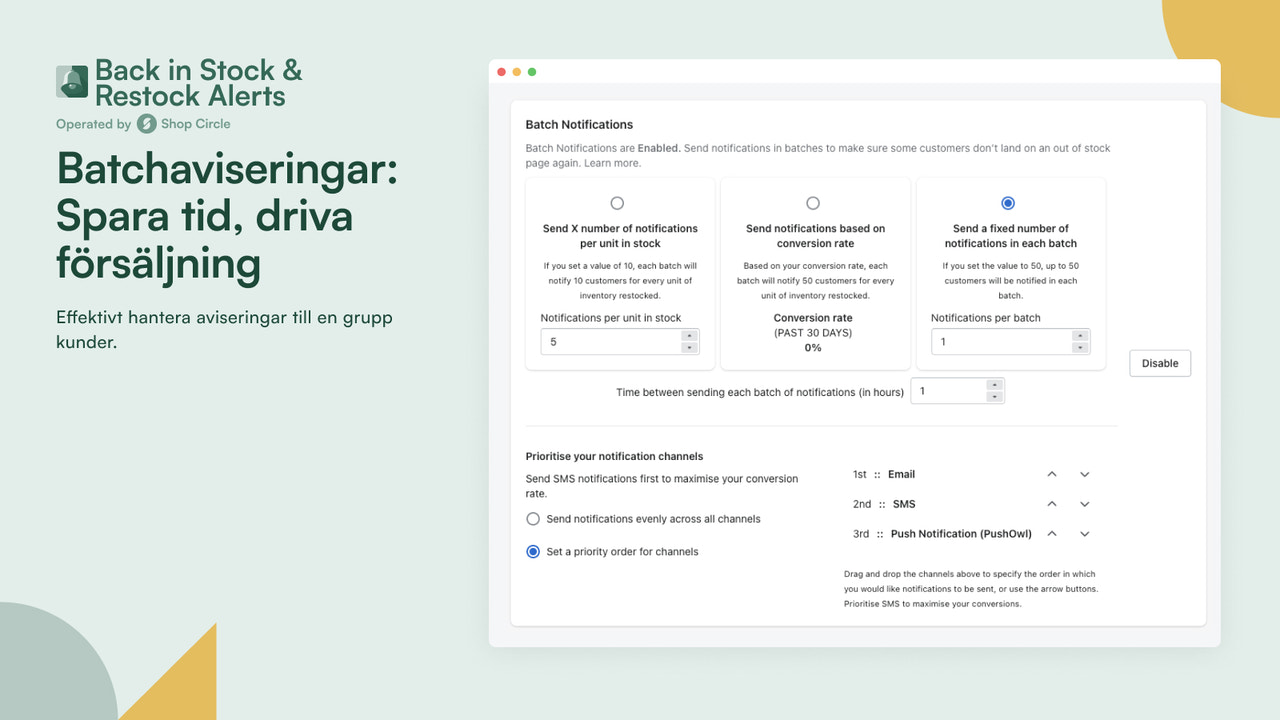 Effektiv hantering av aviseringar till en grupp kunder.