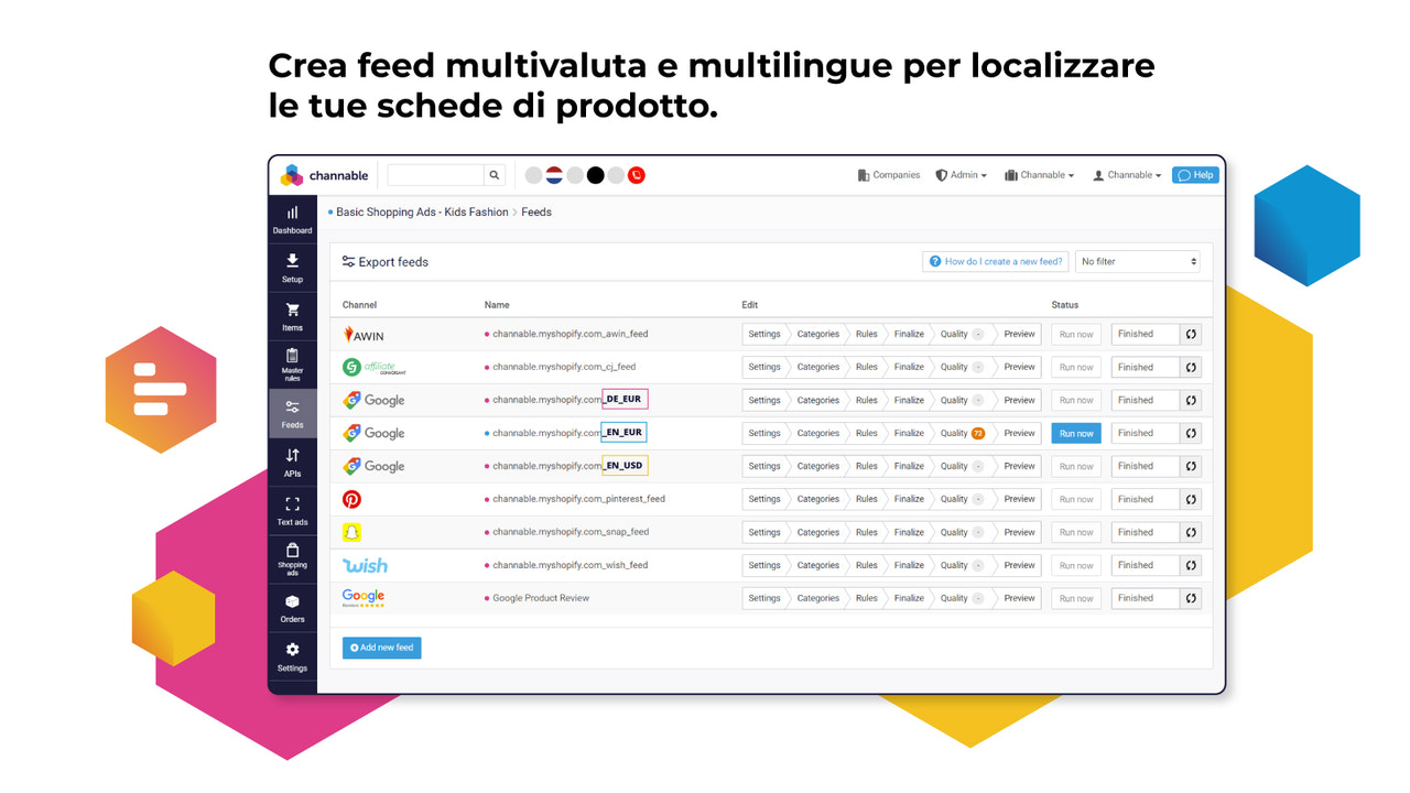 Crea feed multivaluta e multilingue per localizzare