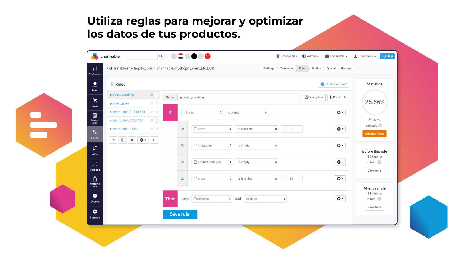 Modifica los datos que envías con reglas de feed