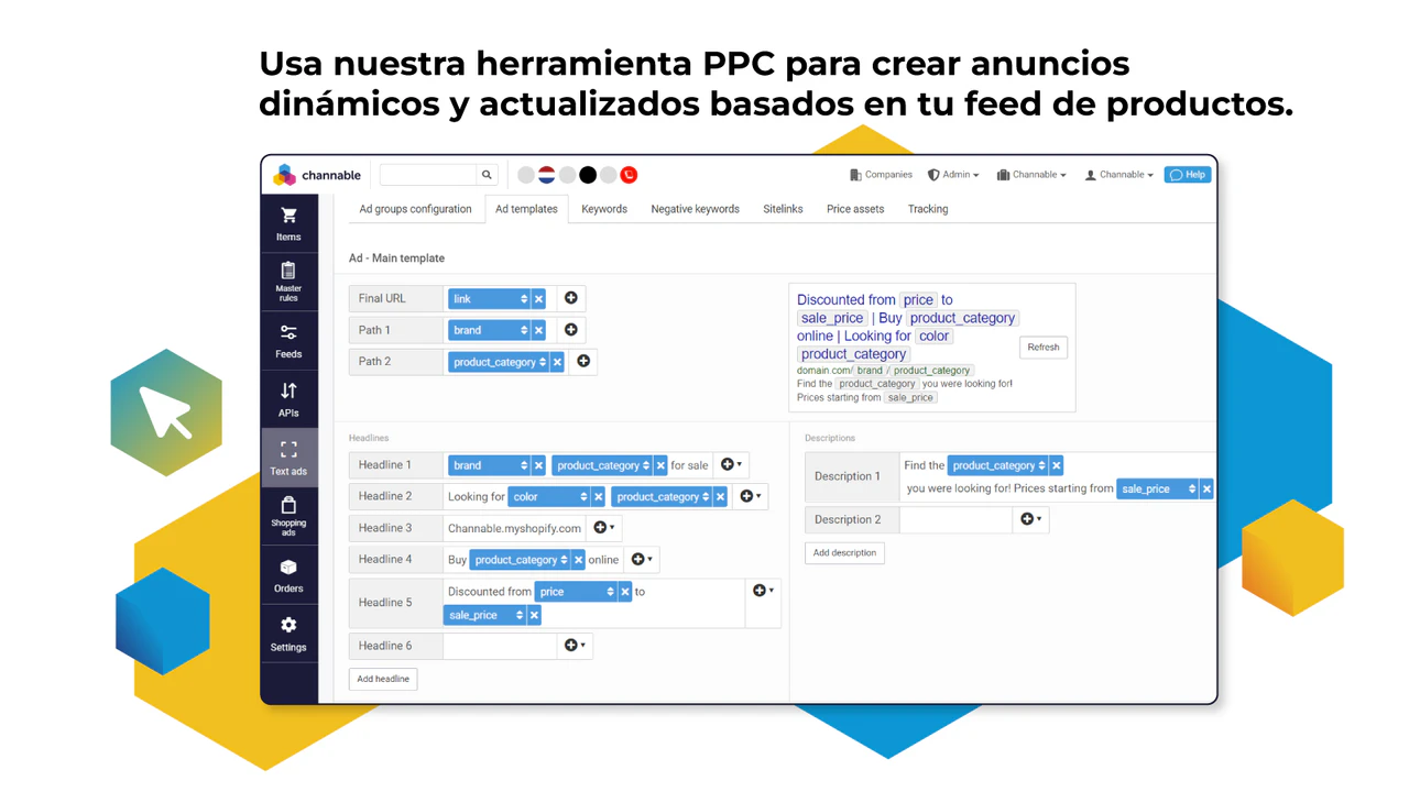 Crea anuncios de texto dinámicos con los datos del feed