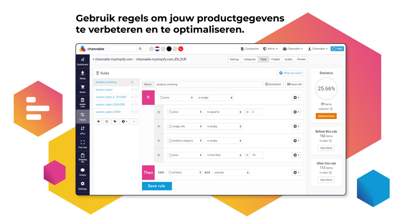 Gebruik regels om jouw productgegevens te verbeteren en te optim