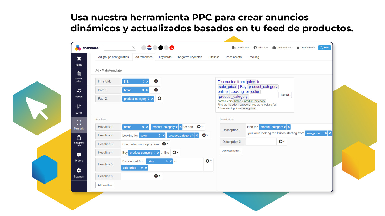 Crea anuncios de texto dinámicos con los datos del feed