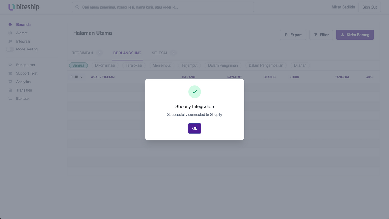 Biteship-integration för Shopify är en framgång