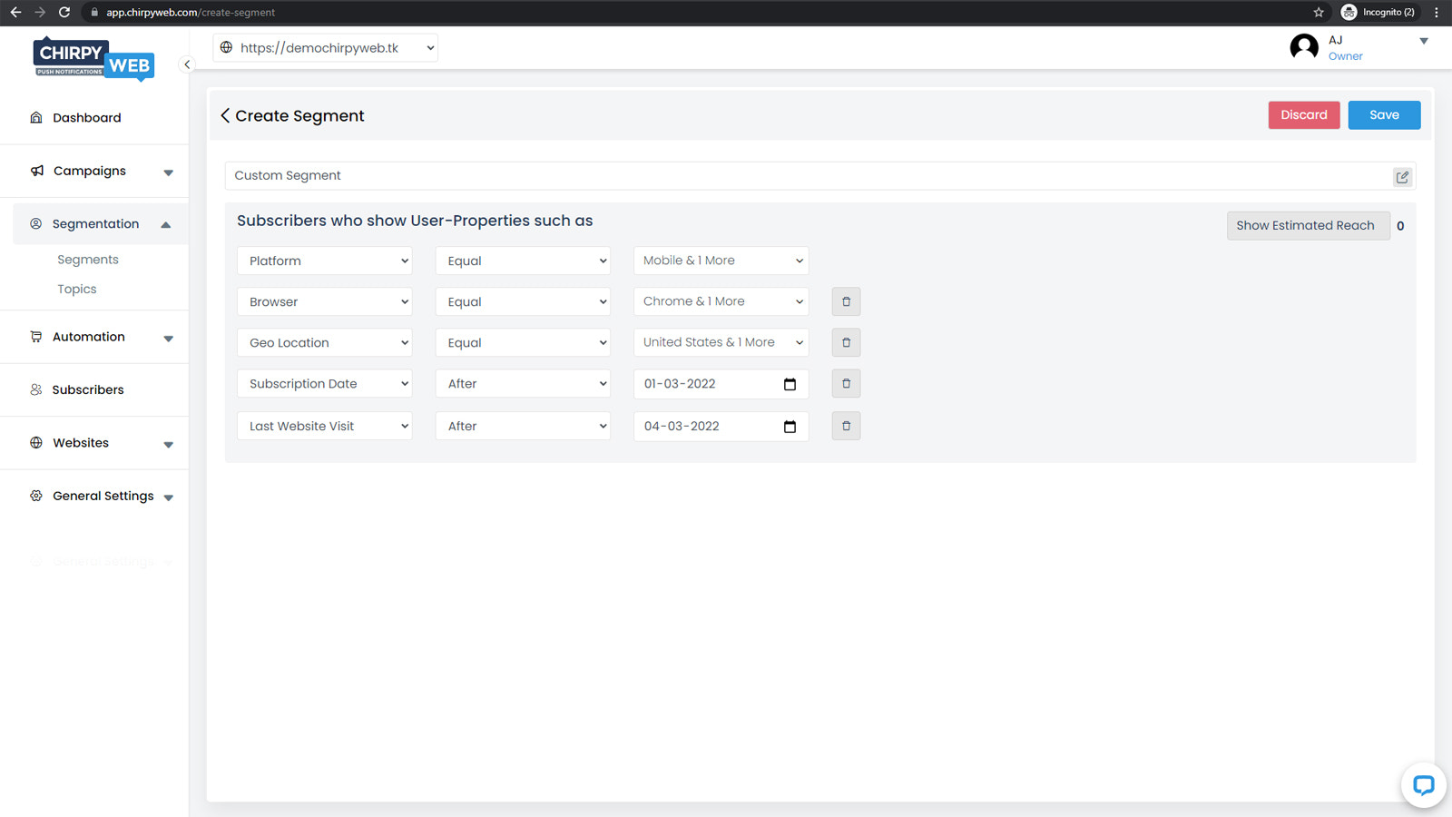 ChirpyWeb segmentering