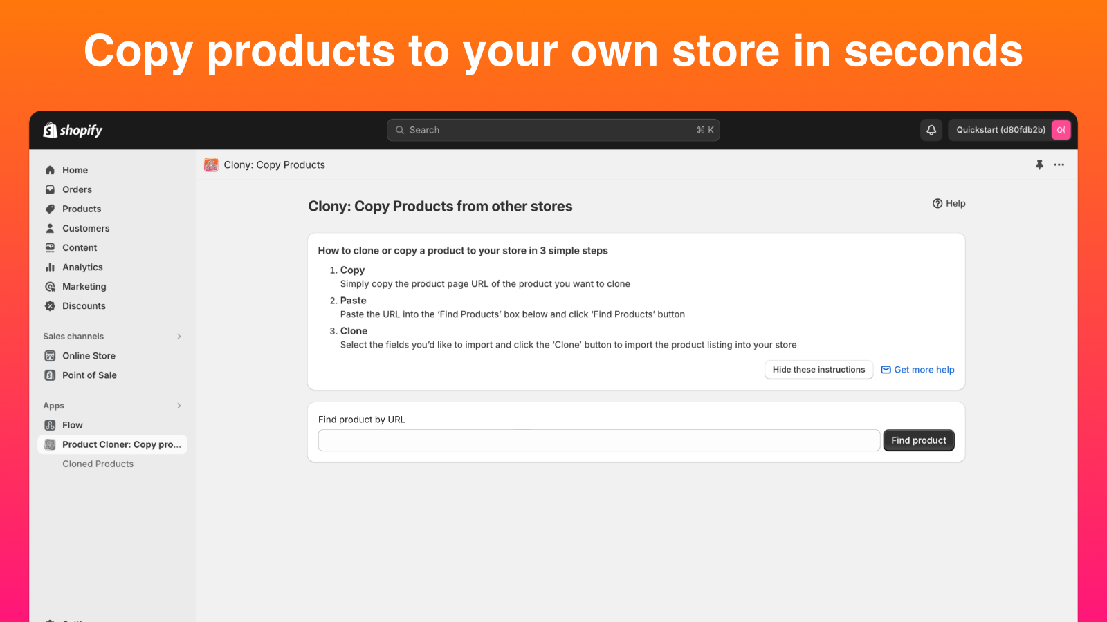 Copy products to your own store in seconds