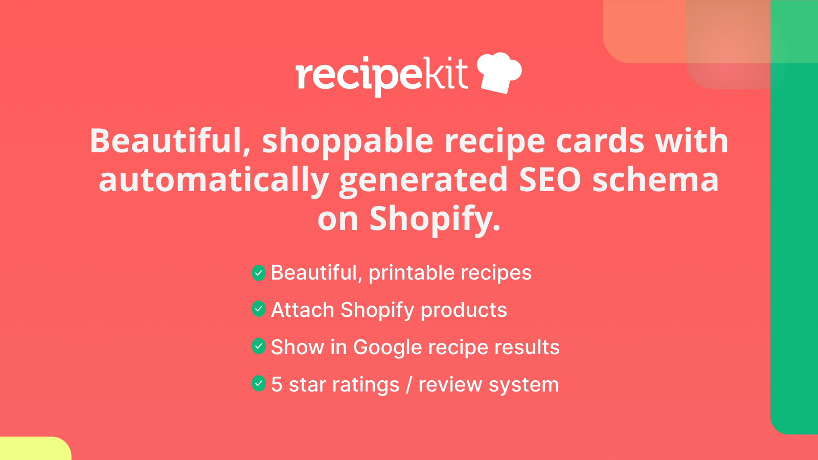 Vackra, shoppningsbara receptkort på din Shopify-butiksblogg