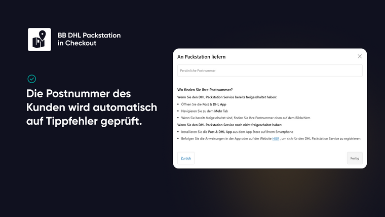 BB DHL Packstation in Checkout Screenshot