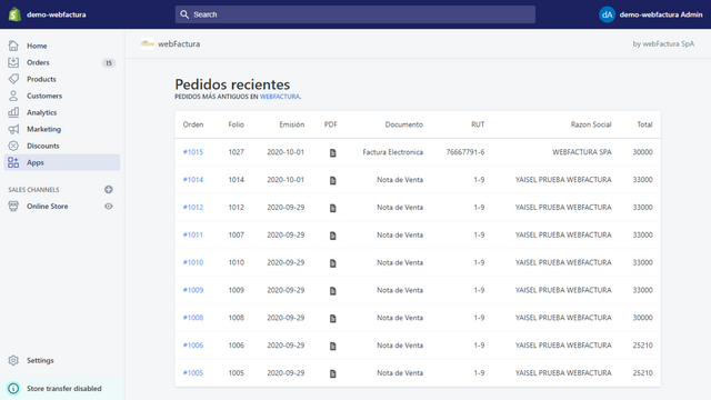 Lista de los últimos 100 DTEs generados en webFactura