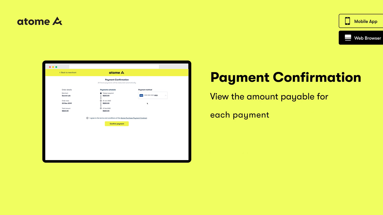 View the amount payable for each payment