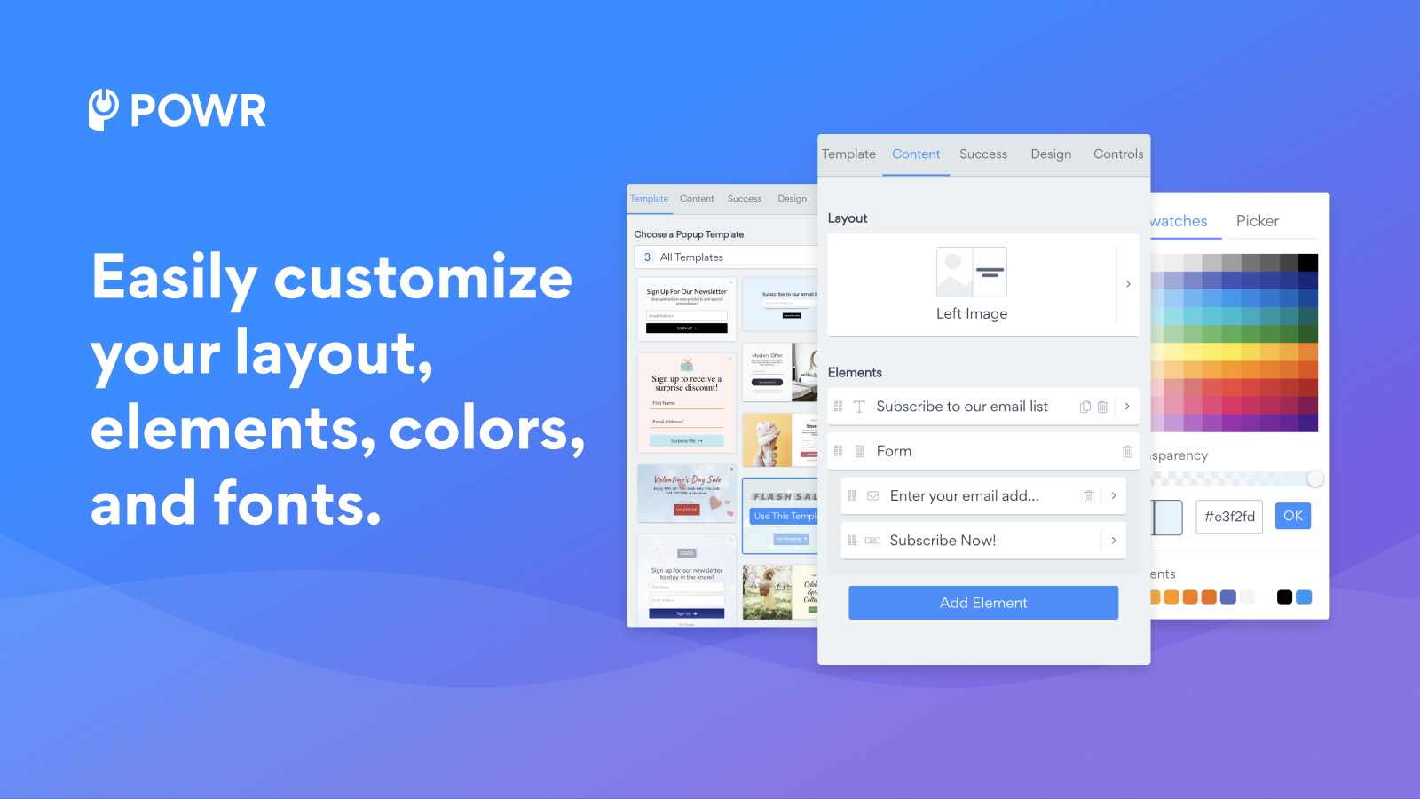 Personalize facilmente seu layout, elementos, cores e fontes