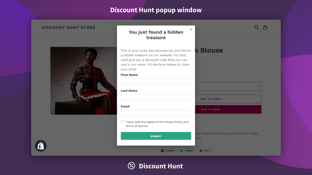 Discount Hunt popup vindue