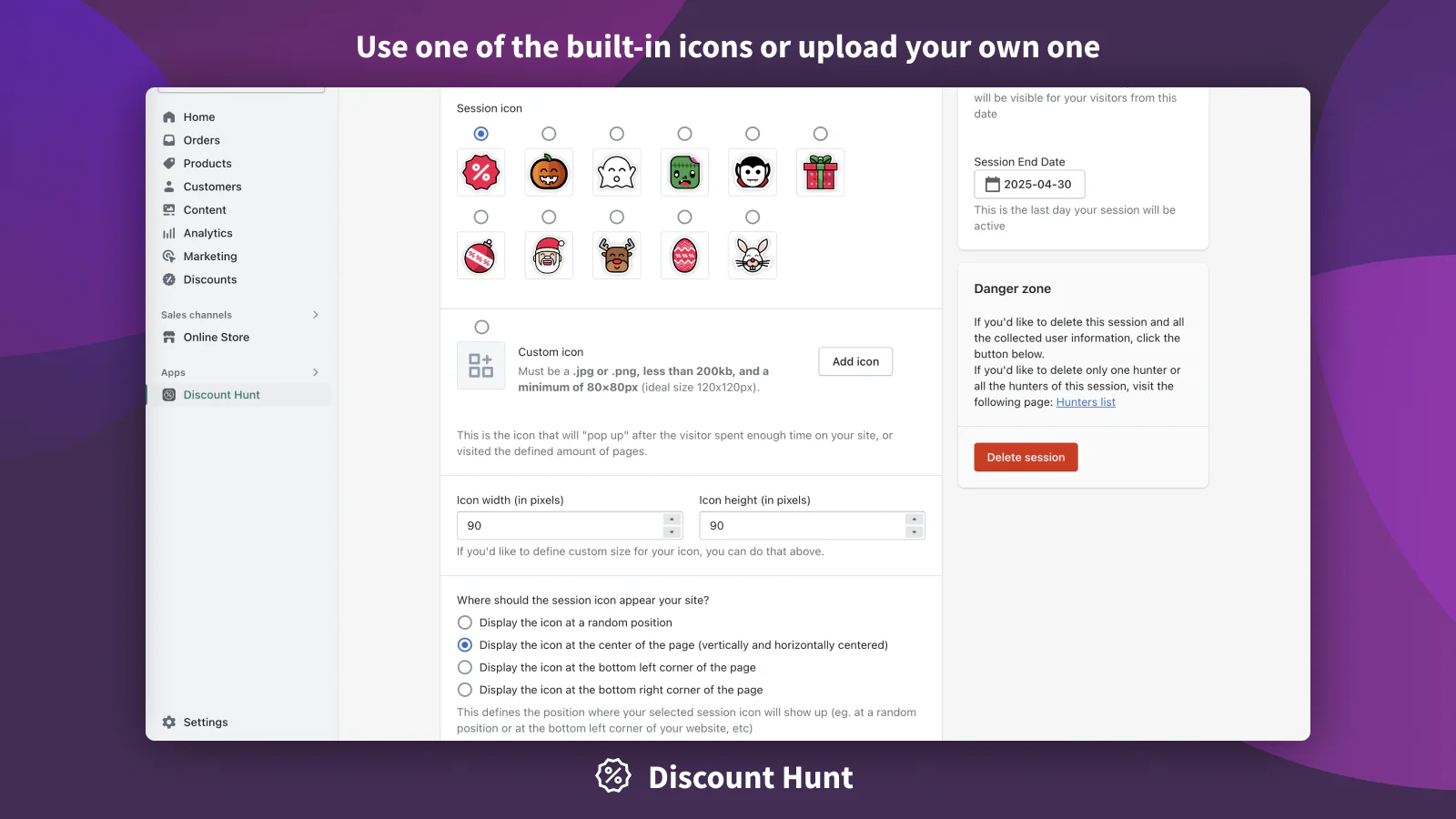 Choose an icon for your Discount Hunt session