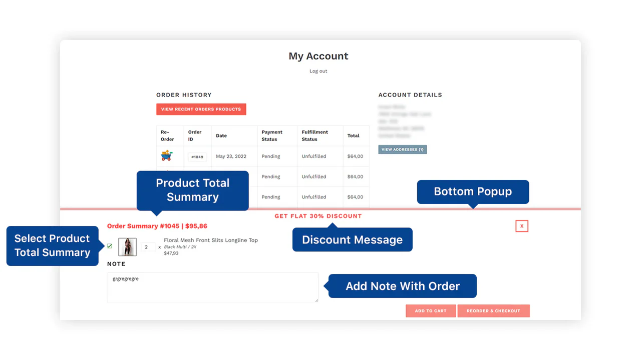 Advance Reorder ‑ Repeat Order - Reorder previously purchased