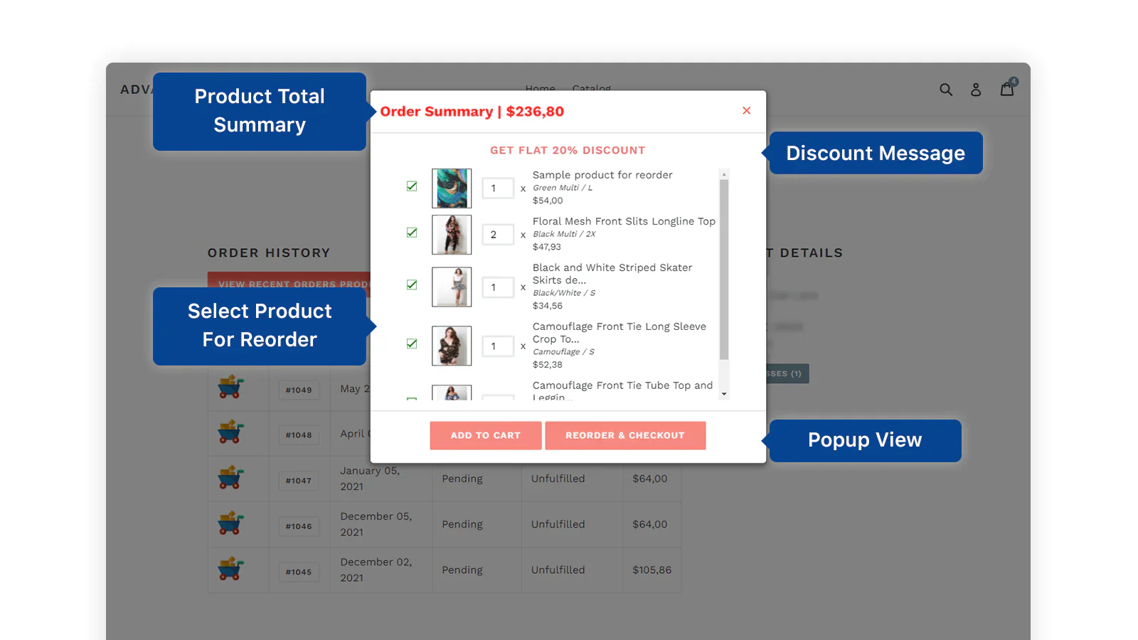 Advance Reorder ‑ Repeat Order - Reorder previously purchased orders with  advance reorder app