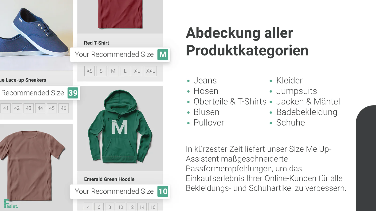 Die große Auswahl an Produktgruppen, die Faslet abdeckt