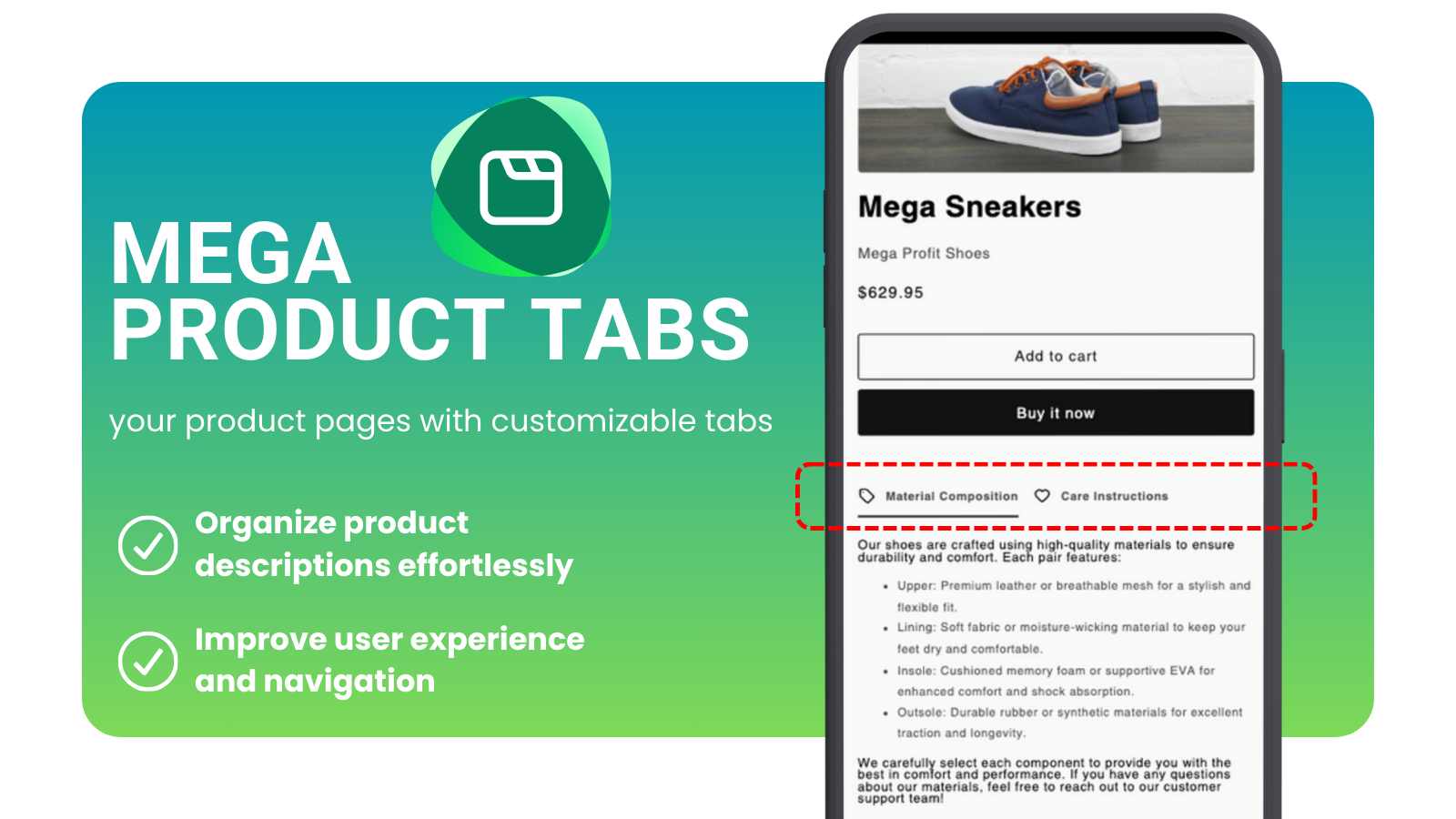 Mega Product Tabs Screenshot