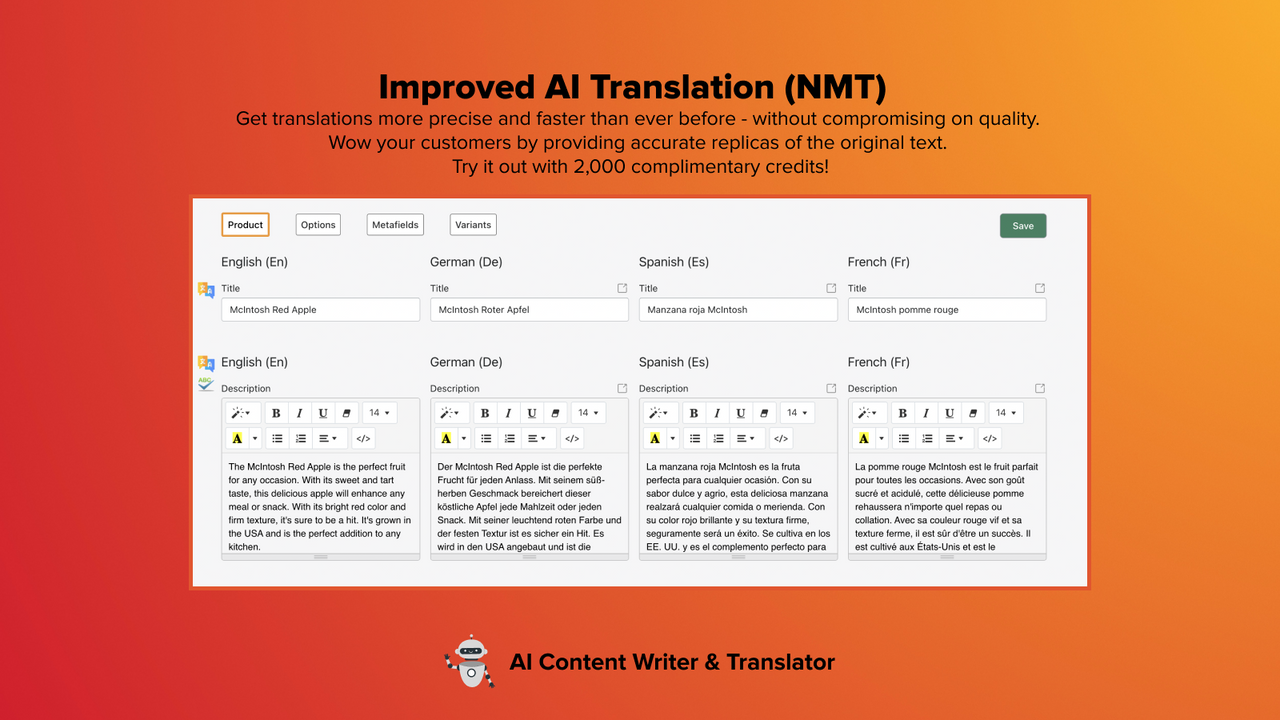 Get translations more precise and faster than ever before.