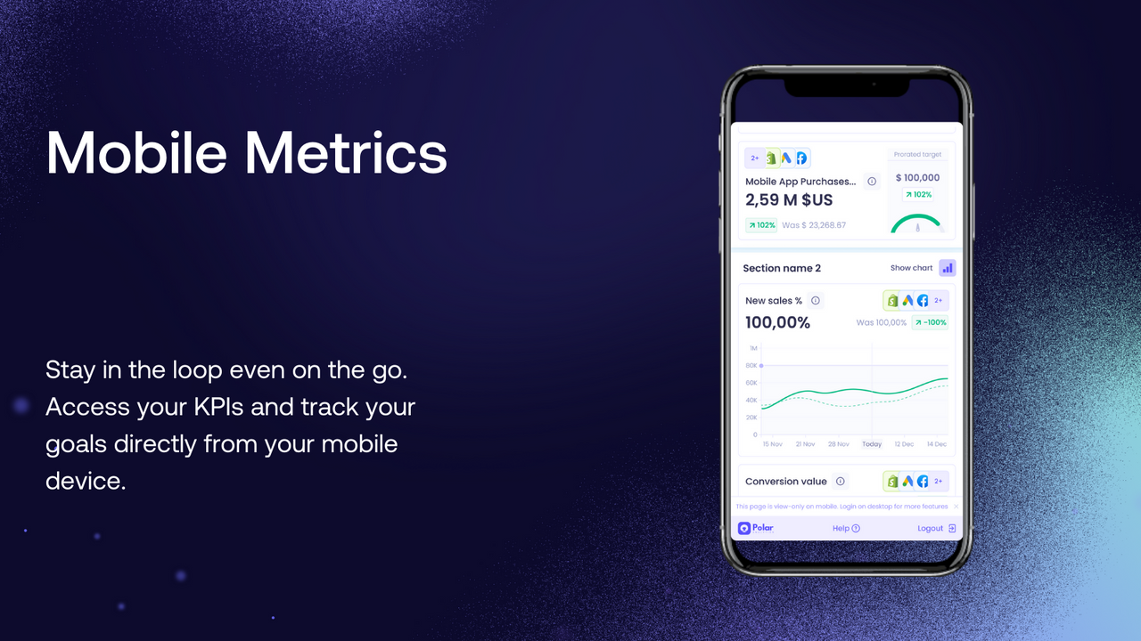 Check your key metrics and reports on Mobile