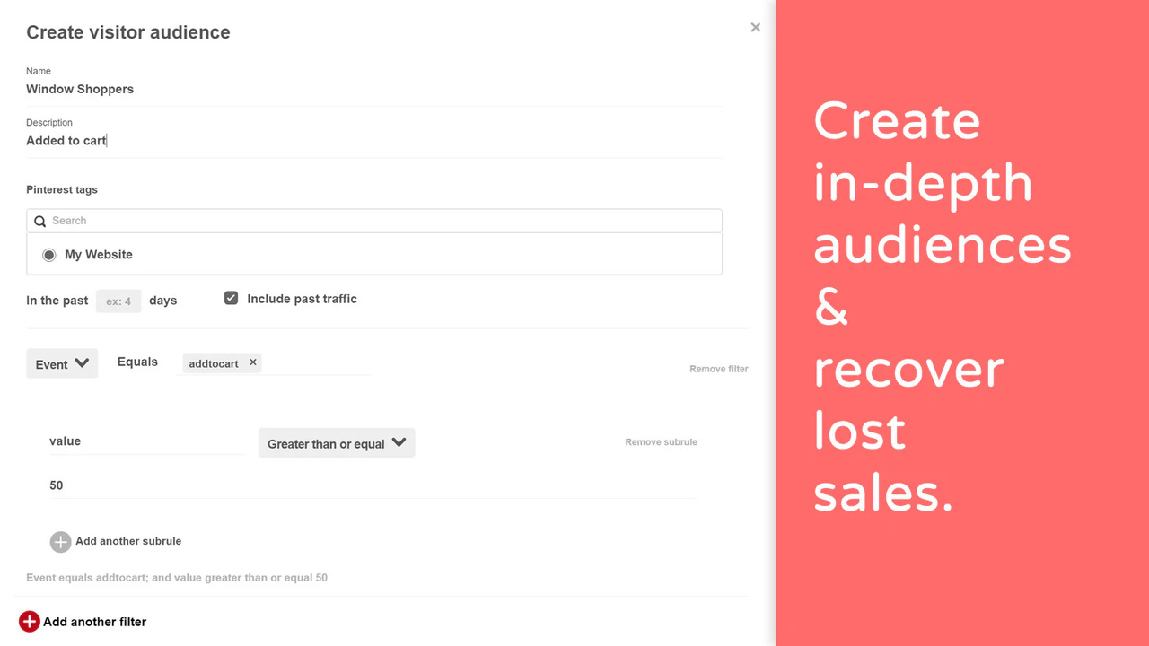 Create in-depth audiences & recover lost sales