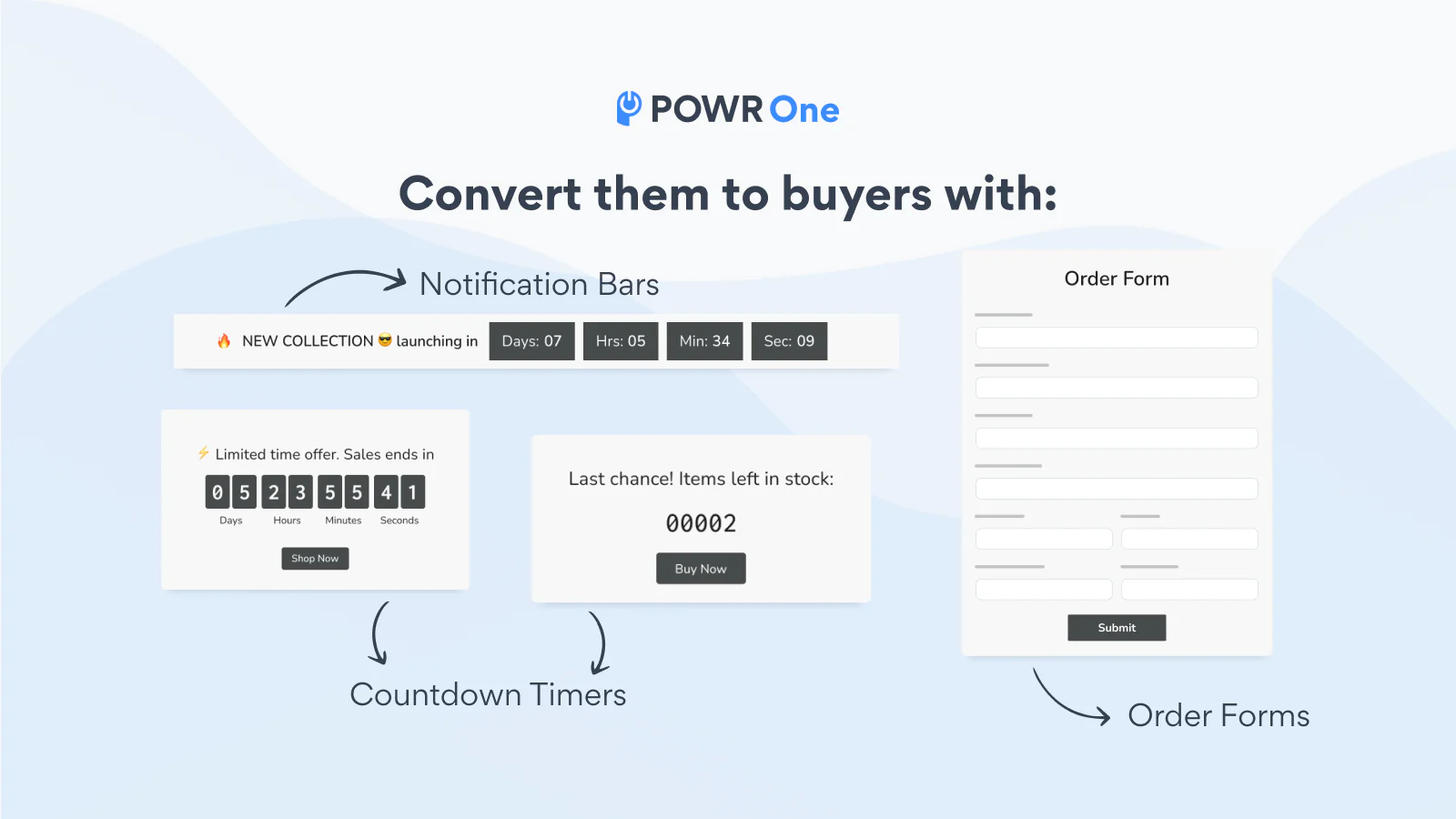 Drive buying decisions with a countdown timer and order forms