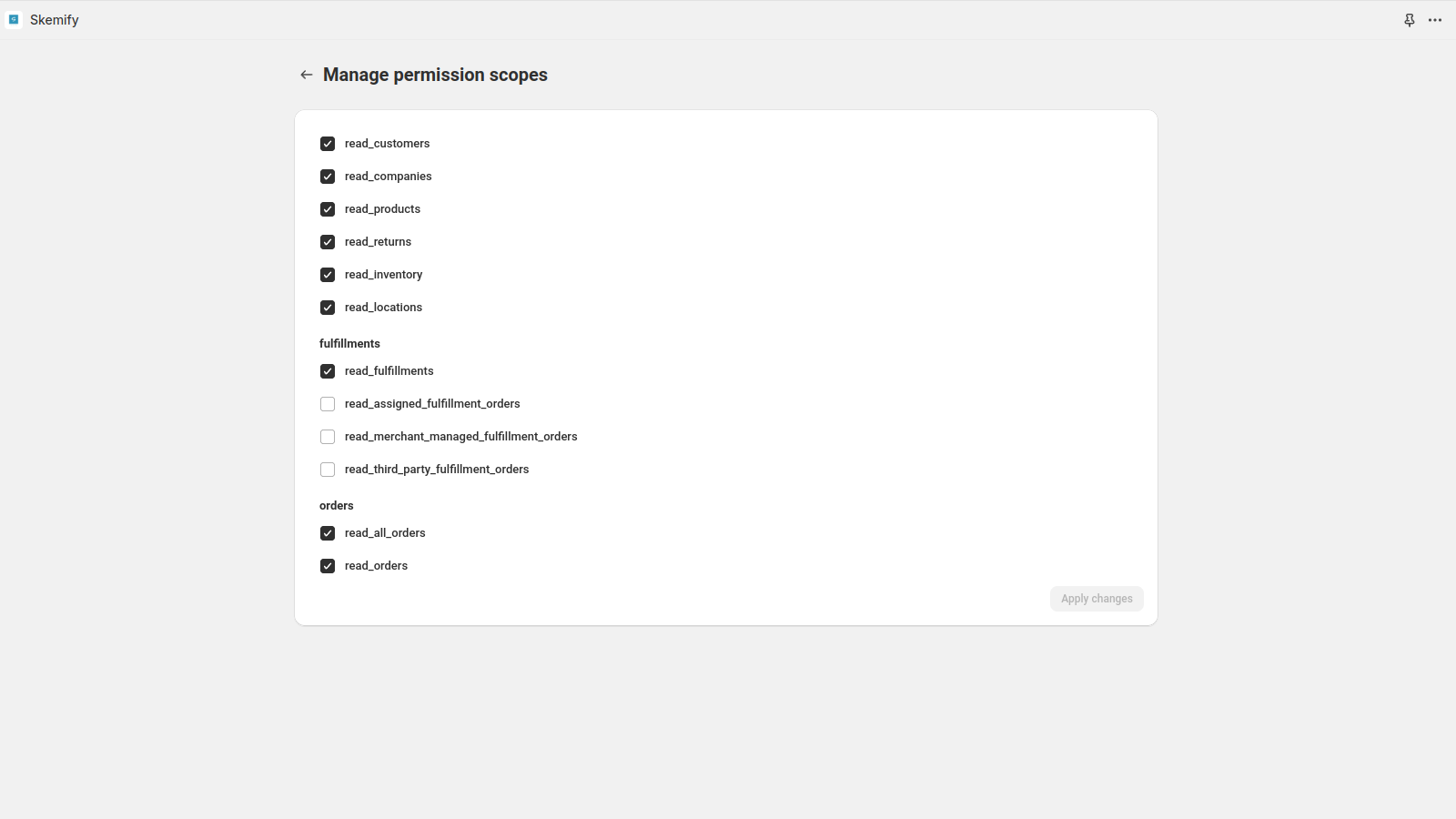 Control permission scopes