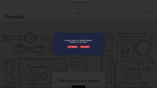 Geolocation - example popup for redirecting your customer by IP