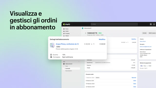 Visualizza e gestisci gli ordini in abbonamento