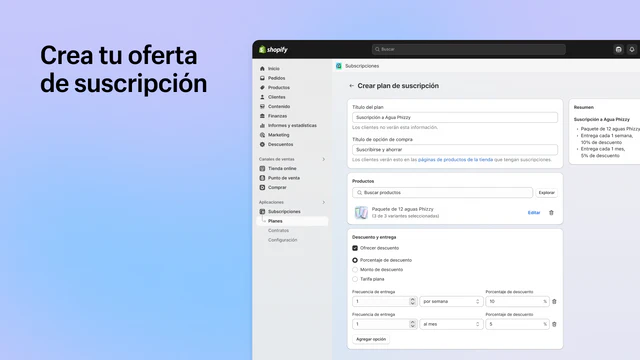 Crea tu oferta de suscripción