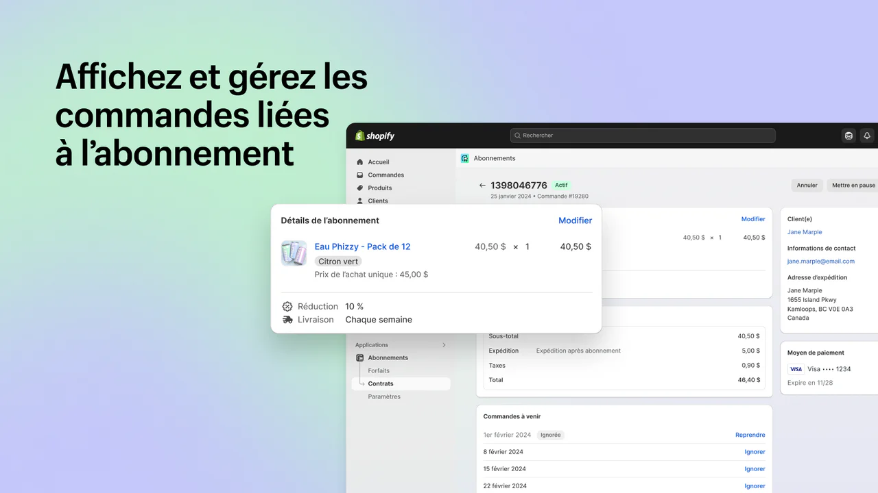 Affichez et gérez les commandes liées à l'abonnement