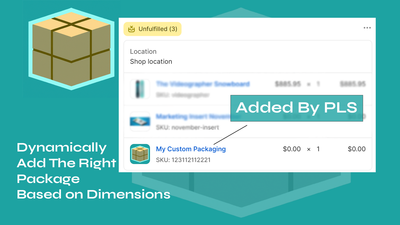 Dynamically add the correct packaging based on item size