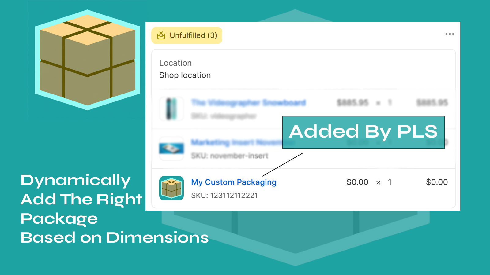 Dynamically add the correct packaging based on item size