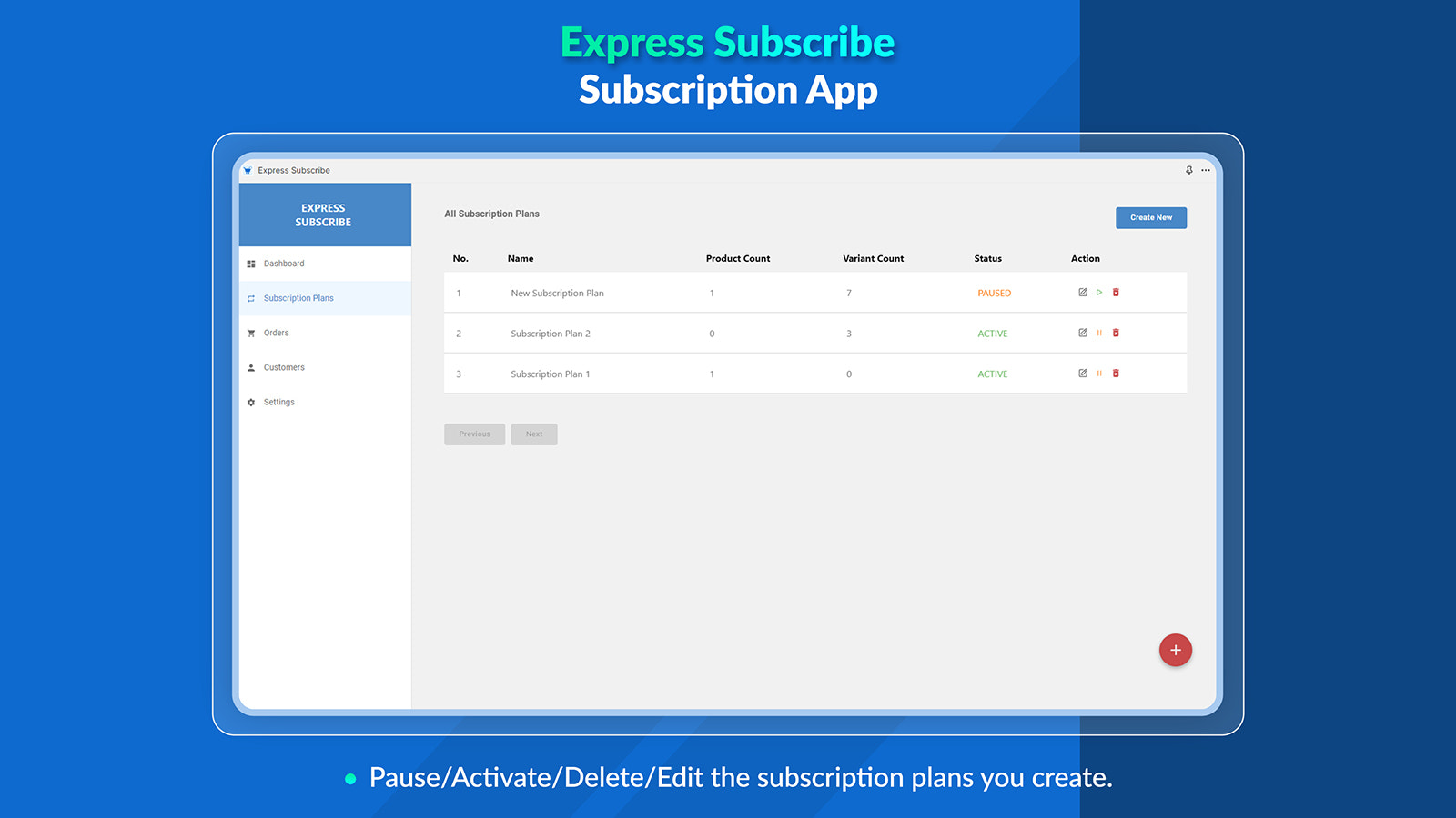Manage (pause/resume) a subscription plan from the app