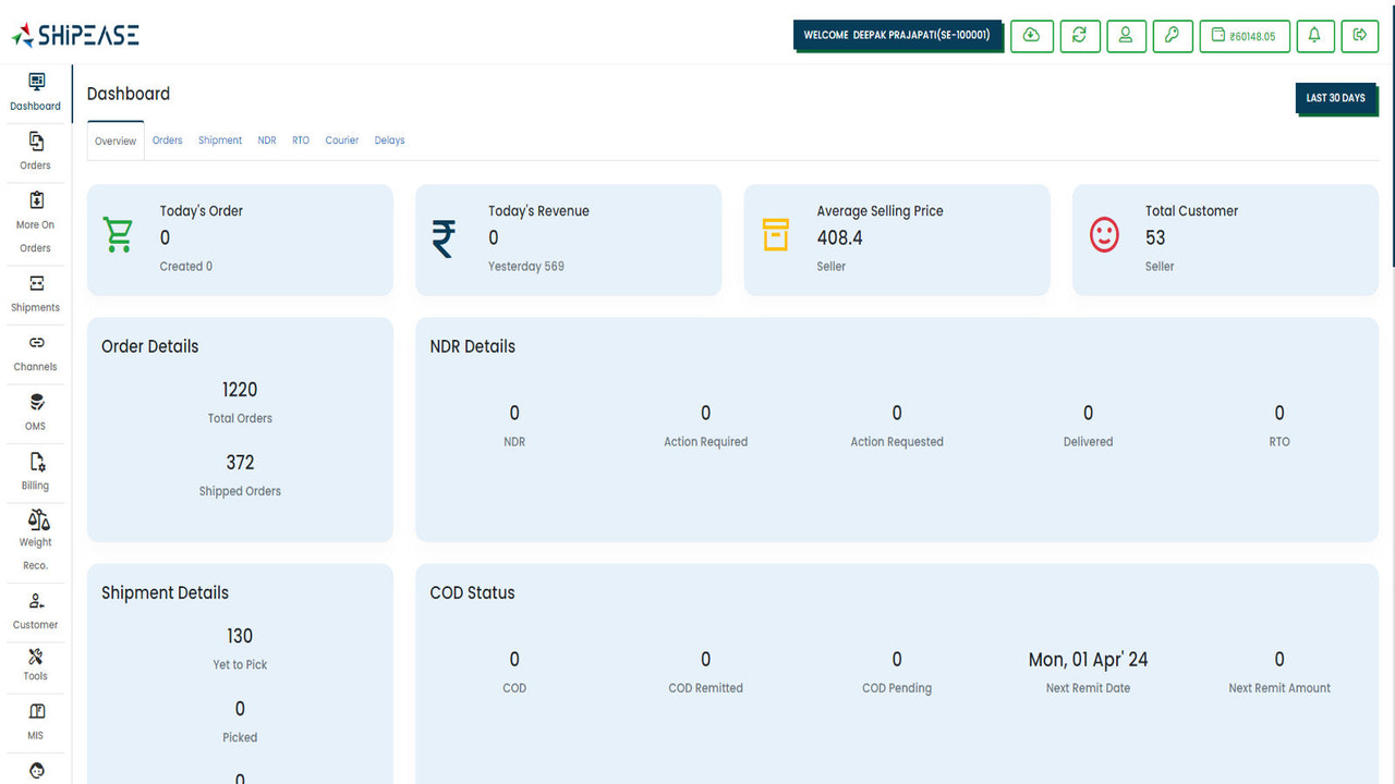 Shipease Dashboard