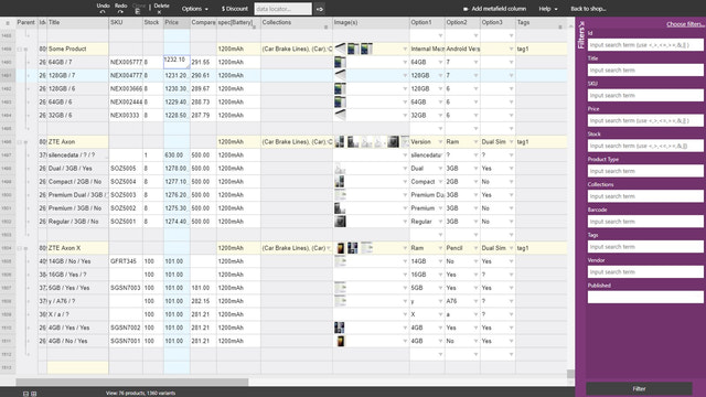 Interface de feuille de calcul rapide de style excel