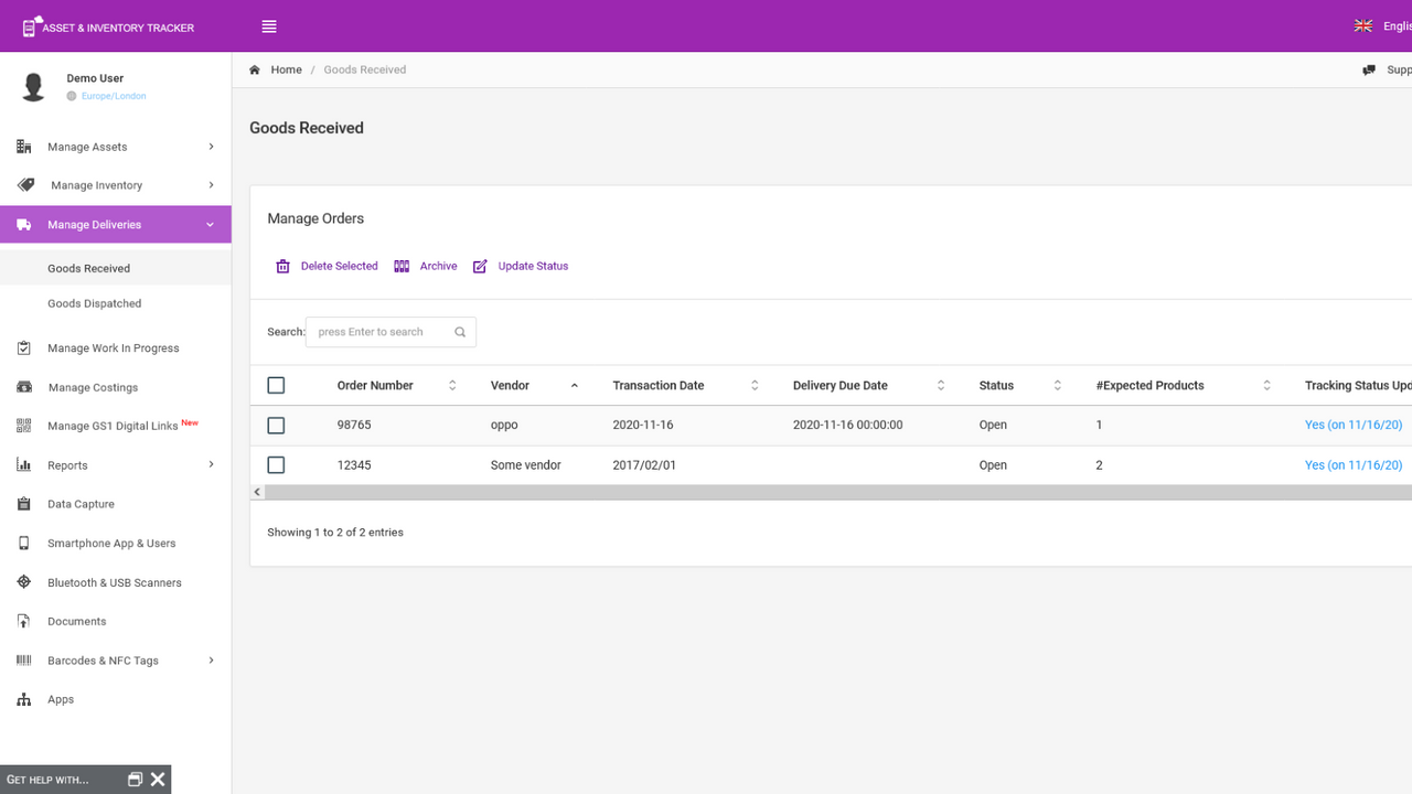 Purchase Order Items Tracking