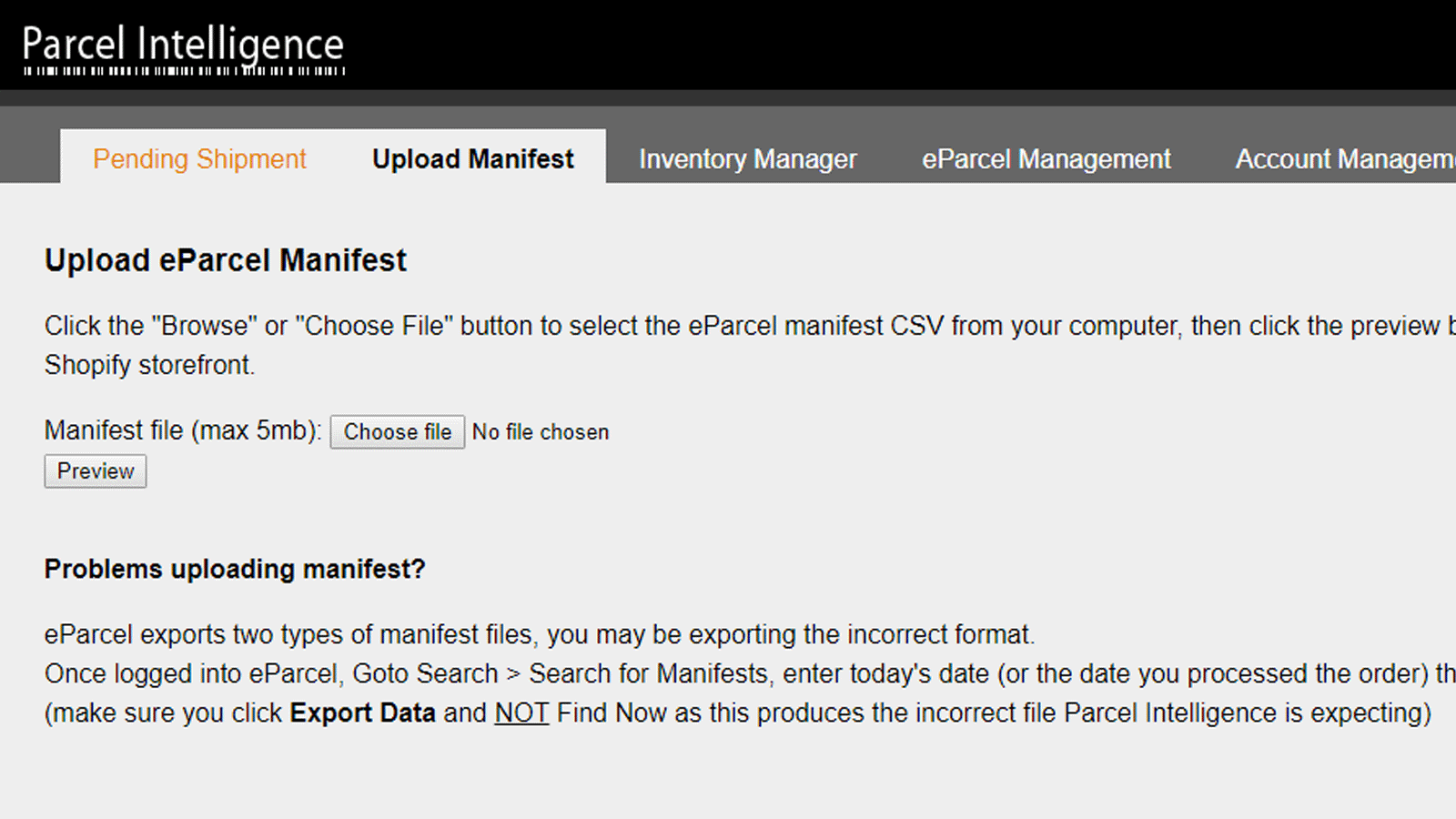 Upload manifest om trackingnummers te koppelen