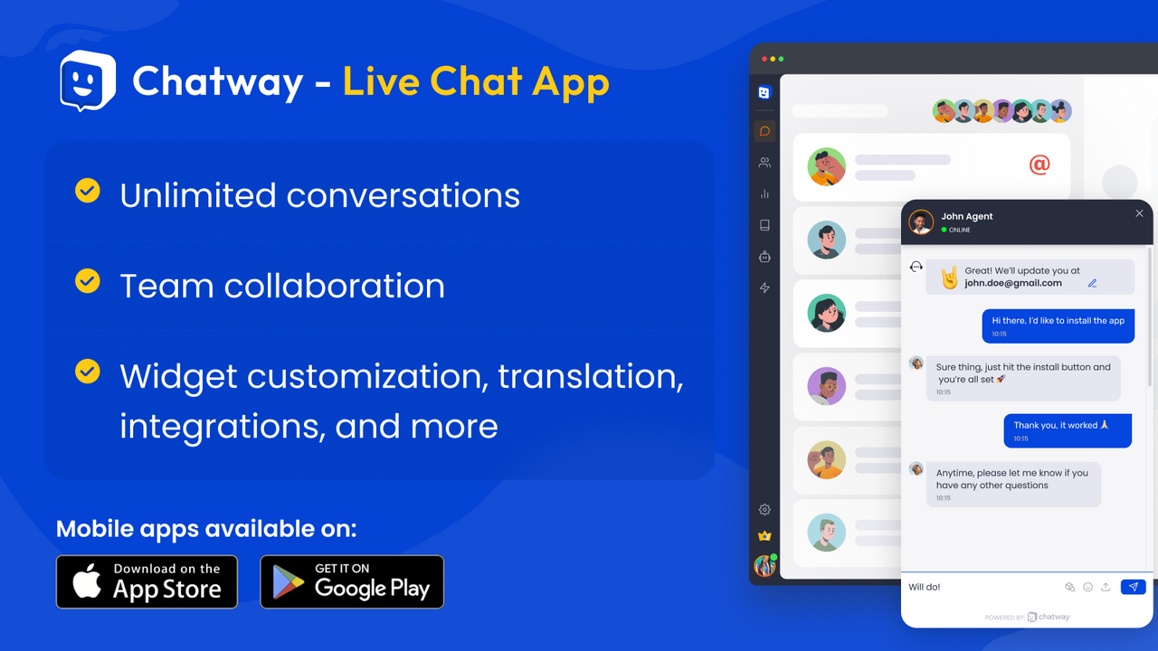 Live Chat app for your store. Live chat with your visitors.